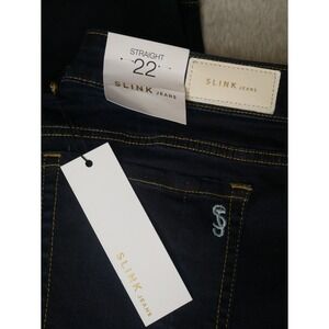 Slink Jeans Athena Curvy Straight Leg Dark Wash Denim Plus Size 22 NWT